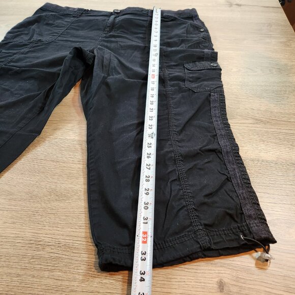 Style & Co Women 22W Black Cargo Capri Pants Bungee Hem Stretch Plus Size - Picture 7 of 9